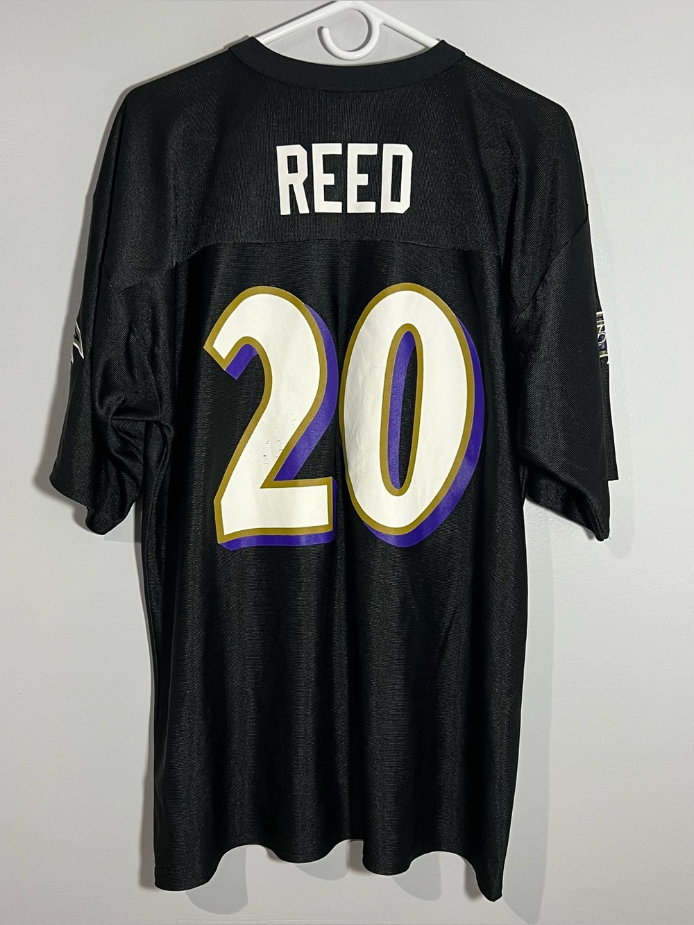NFL Baltimore Ravens Ed Reed Black White Purple Football Jersey Mens Large